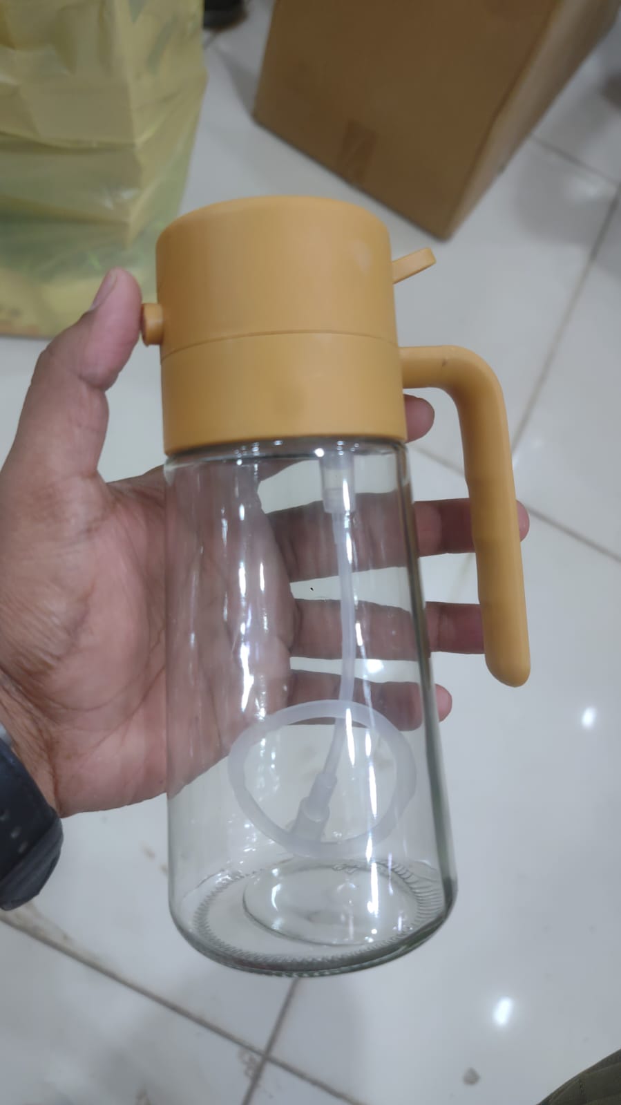 470ml Multi-Function Glass Oil Sprayer & Dispenser – Transparent Kitchen Bottle